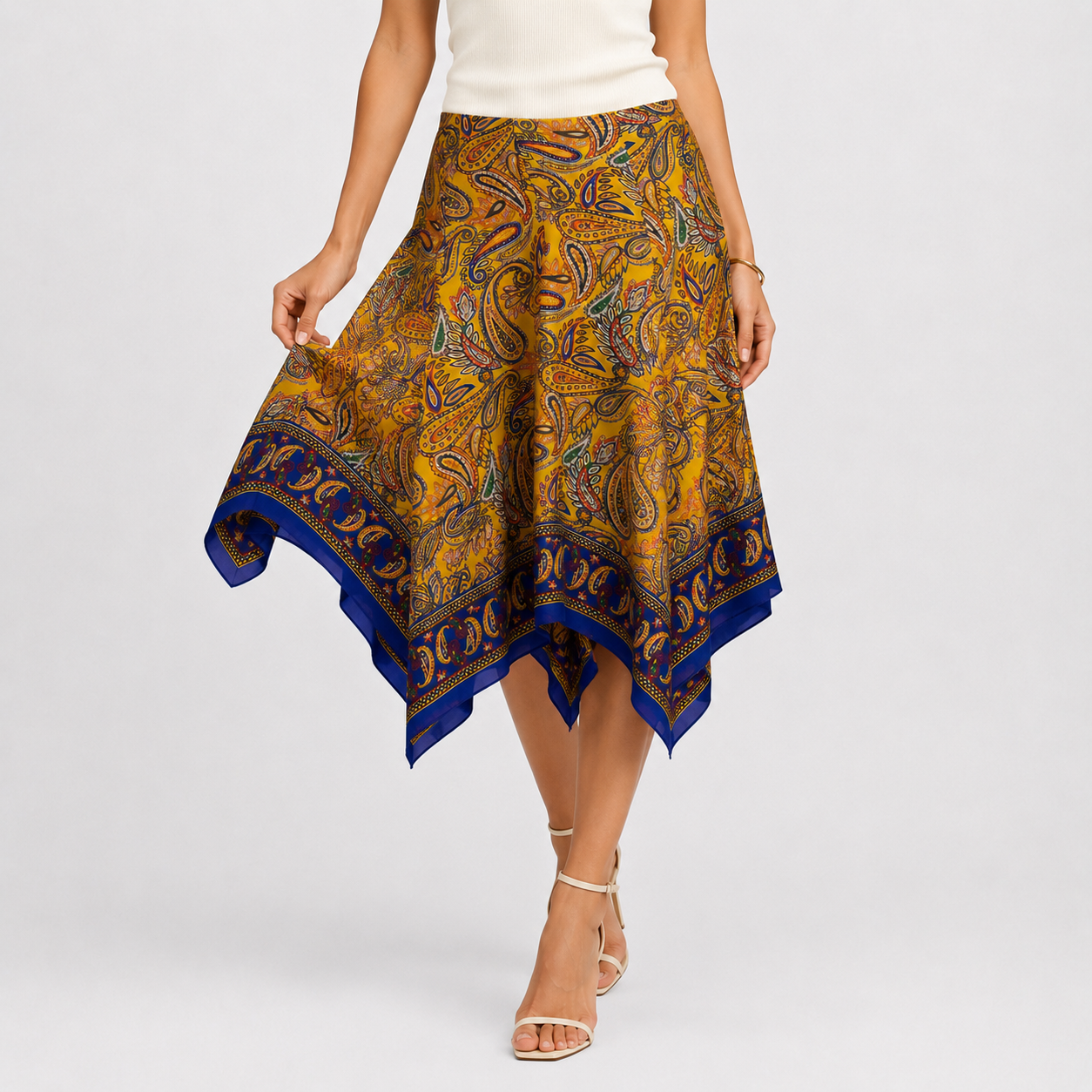 Fustă Lauren Ralph Lauren din mătase cu imprimeu paisley