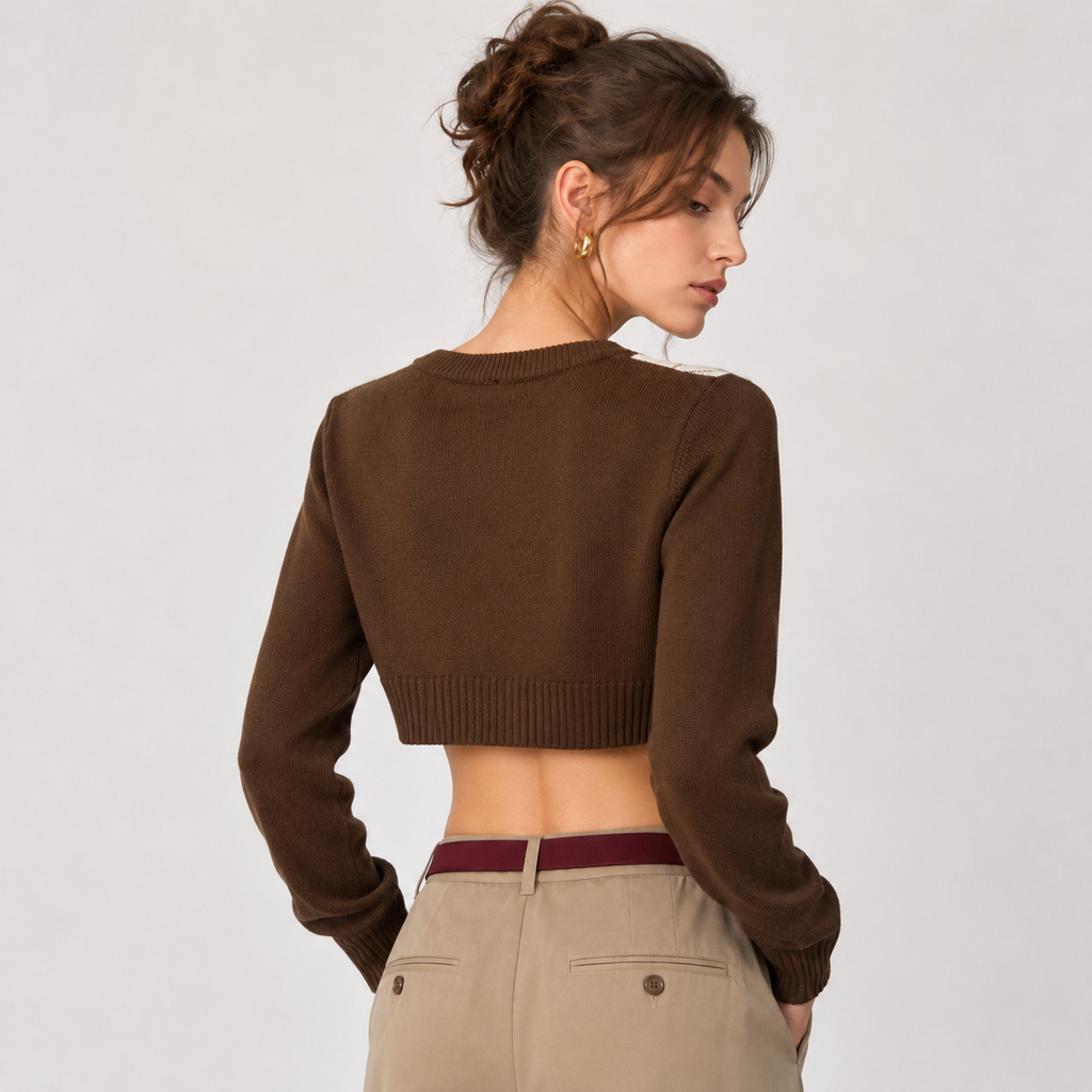 Cardigan H&M Divided cropped cu model argyle