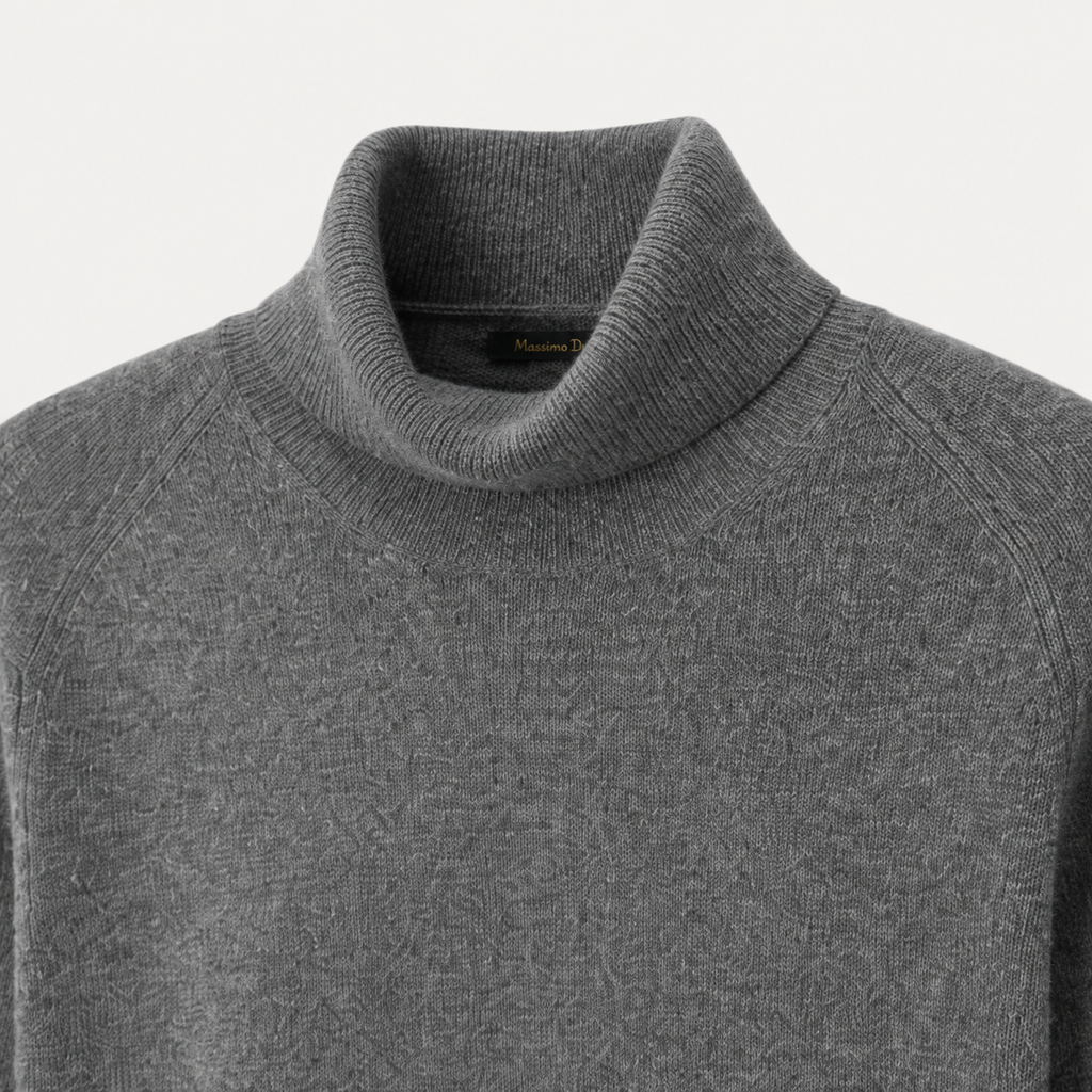 Pulover Massimo Dutti gri din lână și cașmir cu guler rulat
