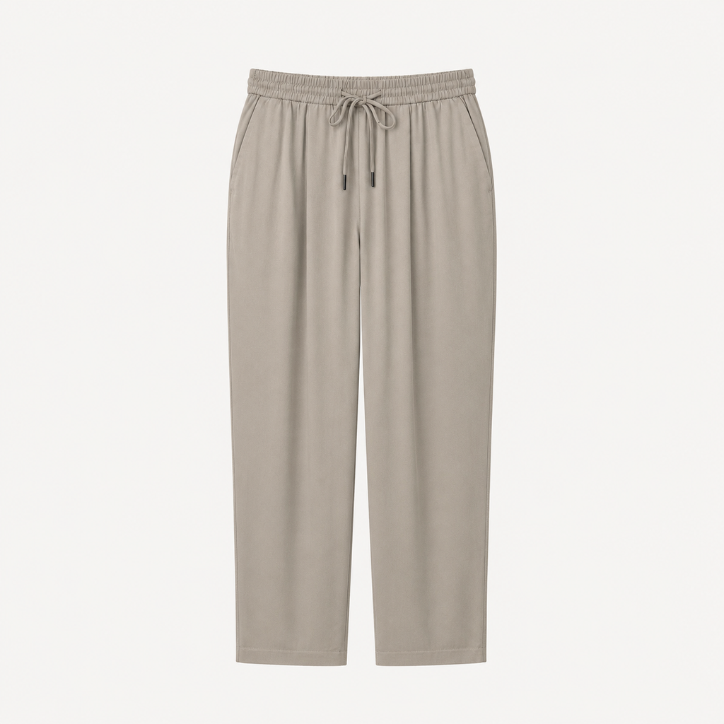 Pantaloni Mango kaki deschis cu talie elastică