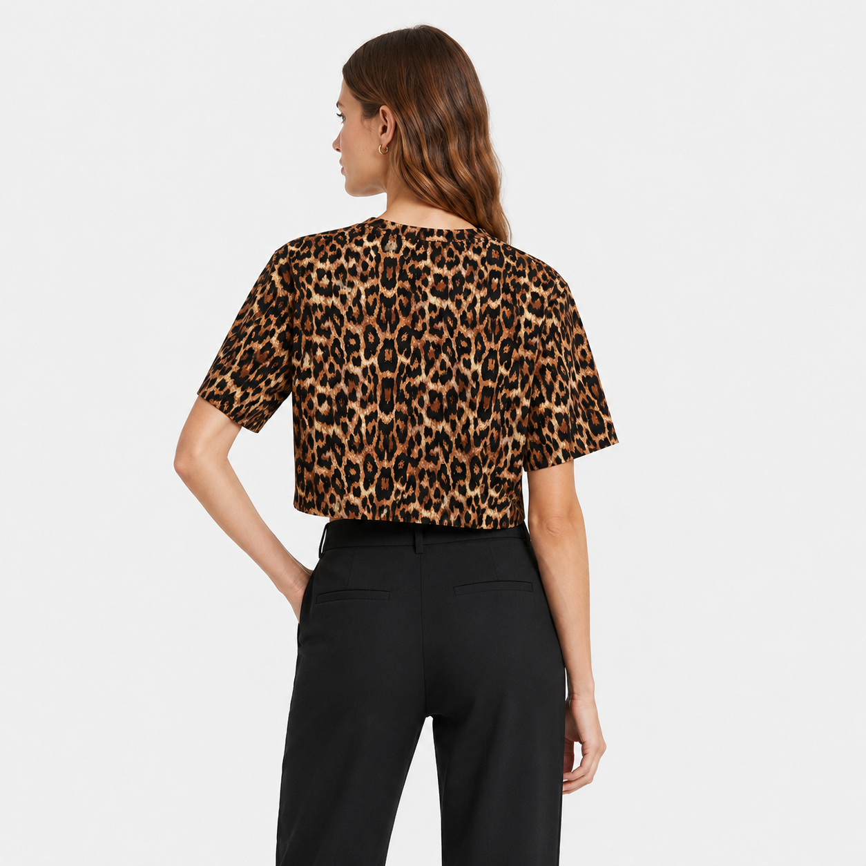Tricou Noisy May cropped cu imprimeu leopard