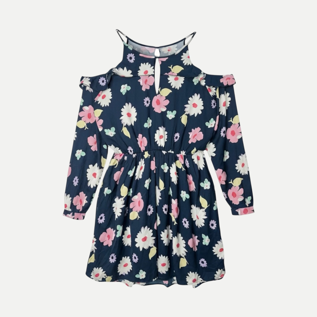 Rochie Pepe Jeans florală bleumarin cu umerii decupați