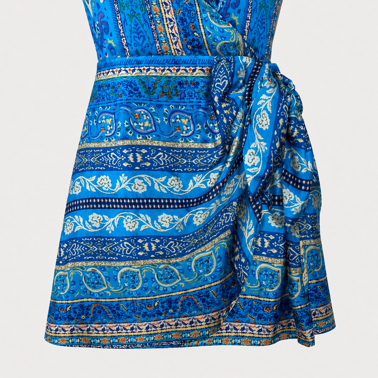 Rochie Zara albastră cu print ornamental și decolteu halter