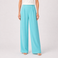 Pantaloni Vera Mont turcoaz wide leg