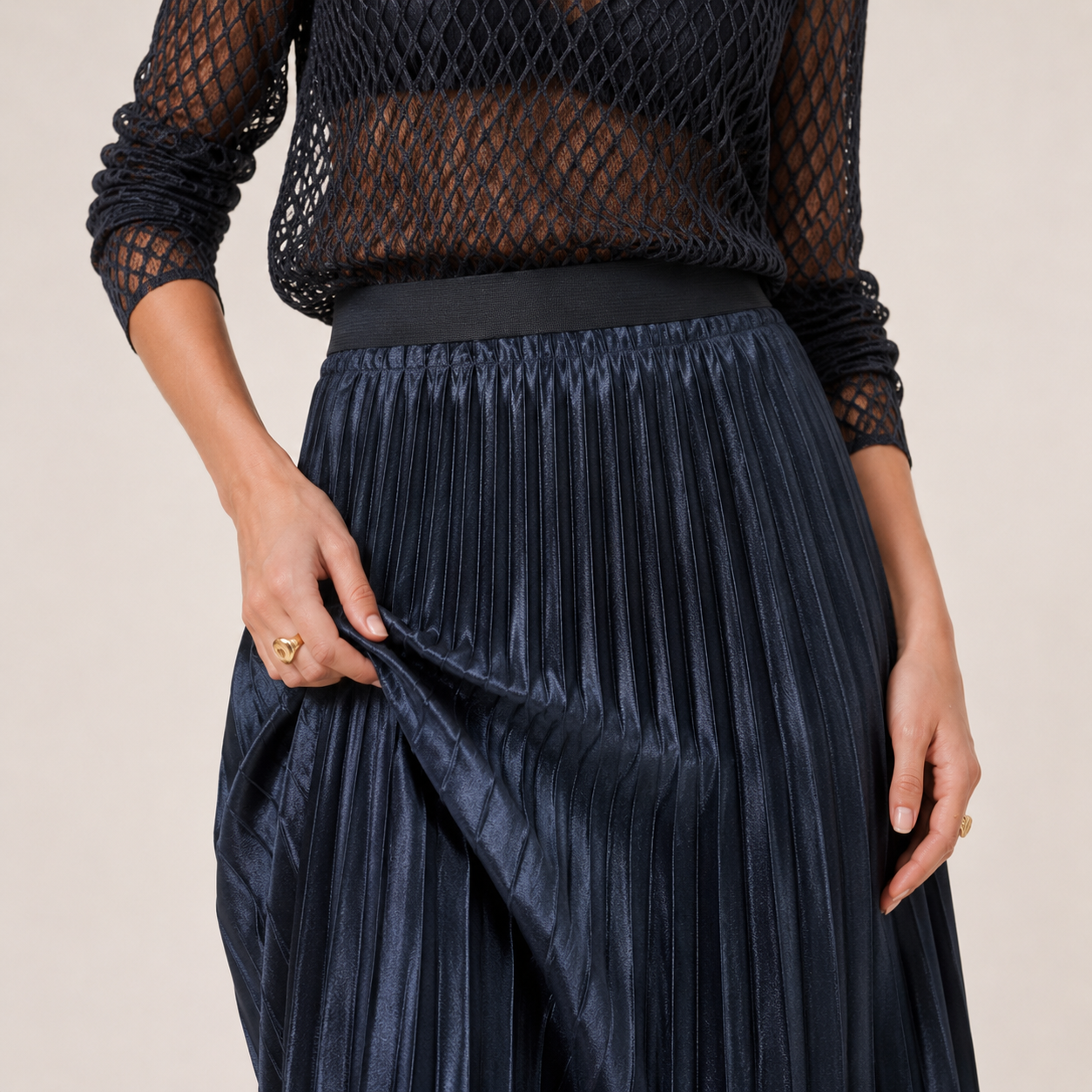 Fustă midi plisată Mango Casual bleumarin