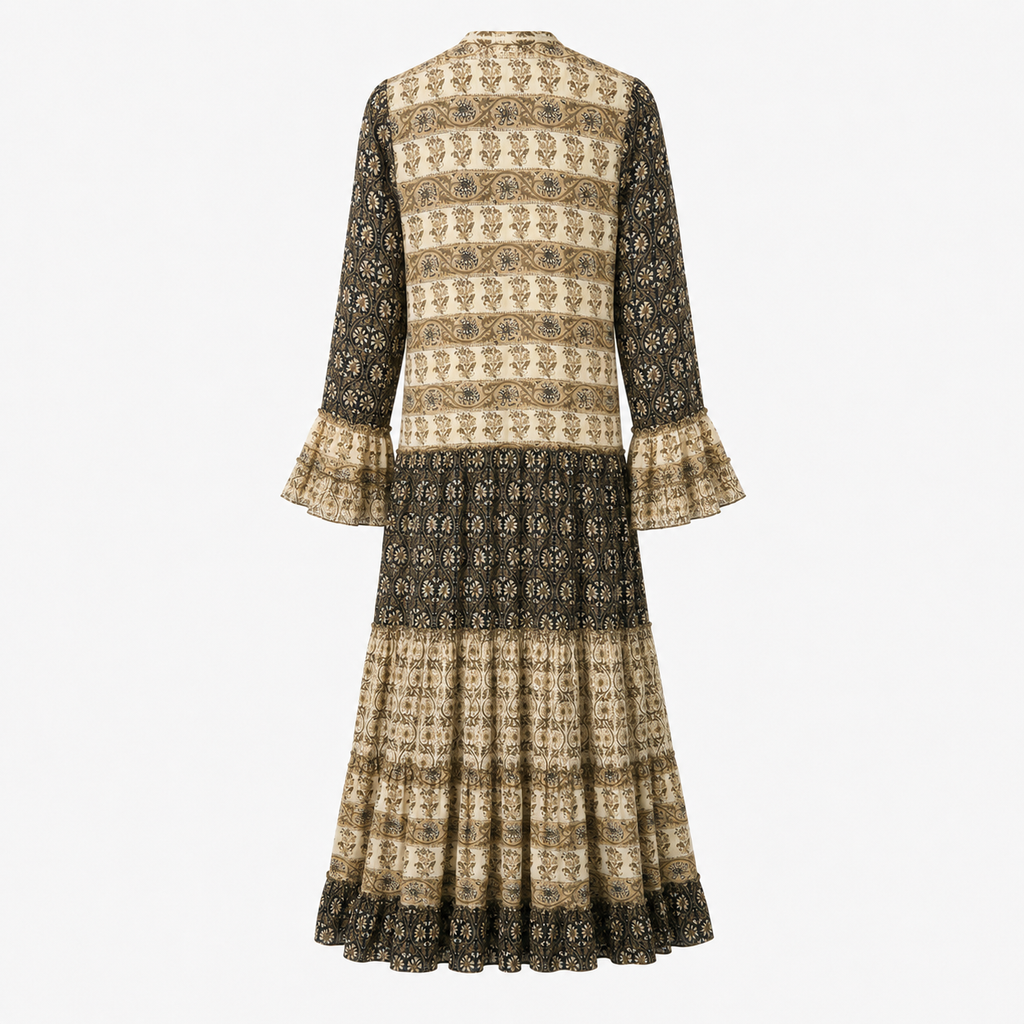 Rochie Isla Ibiza Bonita bej cu imprimeu boho