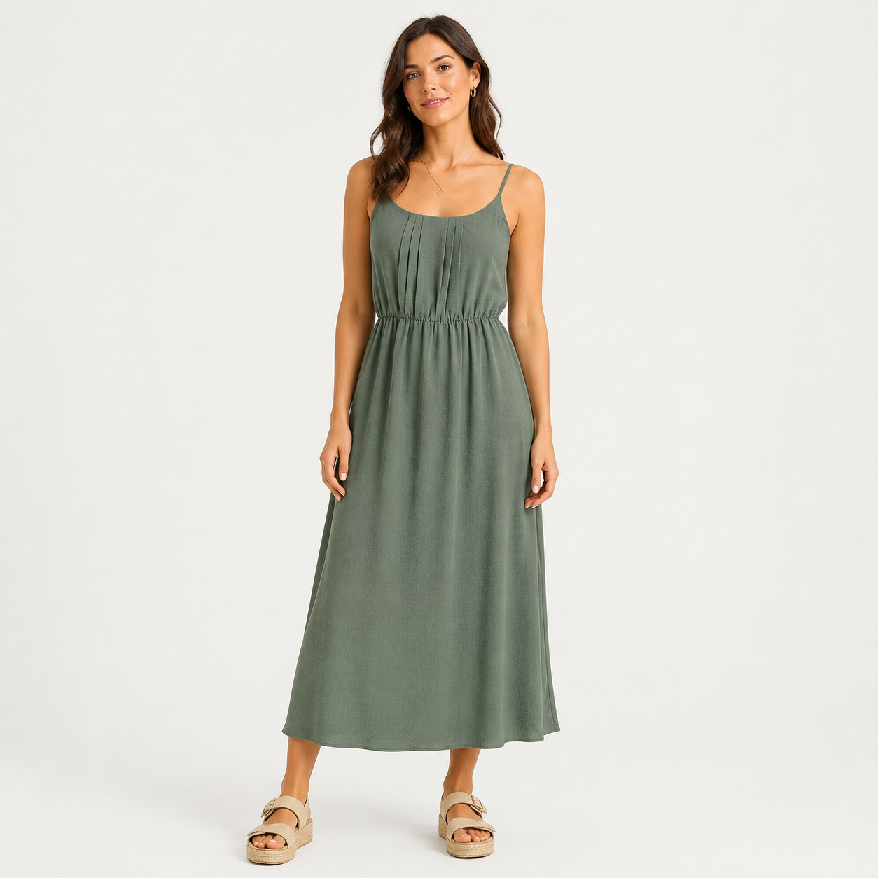 Rochie Vero Moda Sasha maxi verde olive