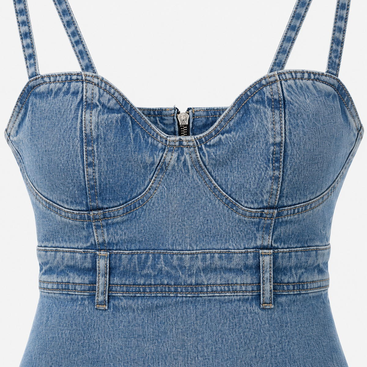 Rochie Only albastră din denim bodycon cu bretele