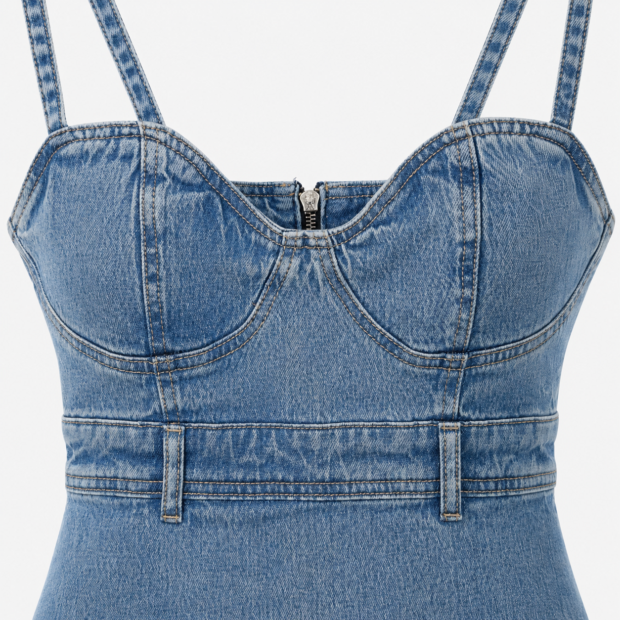 Rochie Only albastră din denim bodycon cu bretele