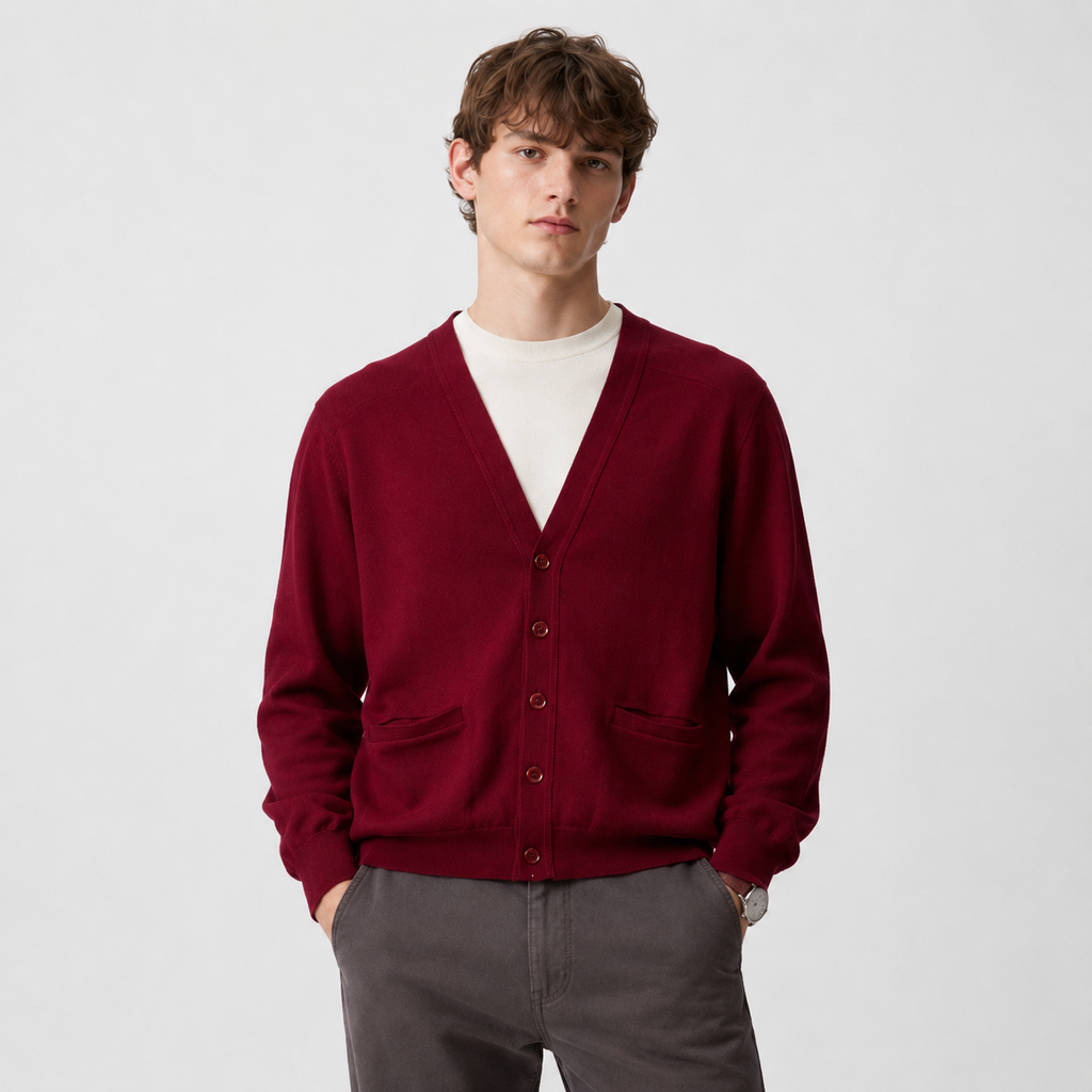 Cardigan John Smedley bordo din lână virgină