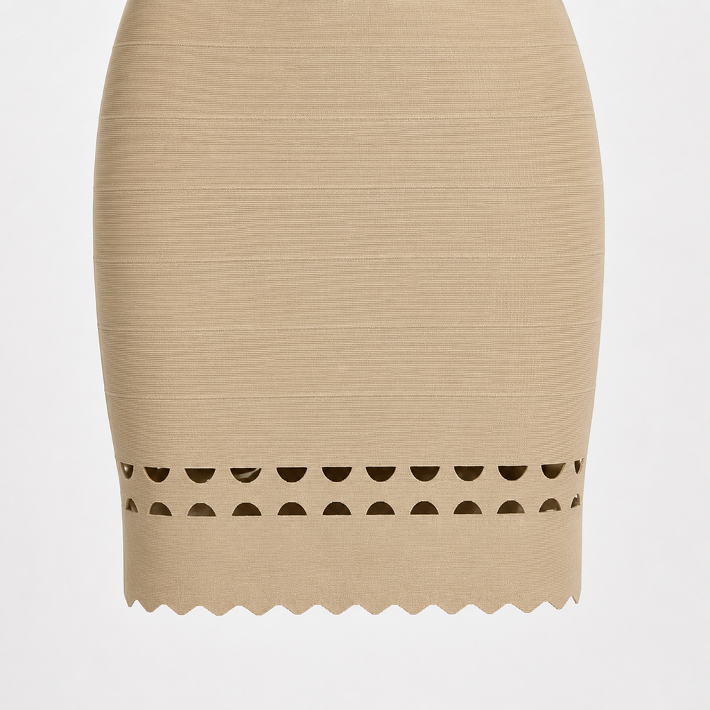 Rochie Mangano bej bodycon fără mâneci