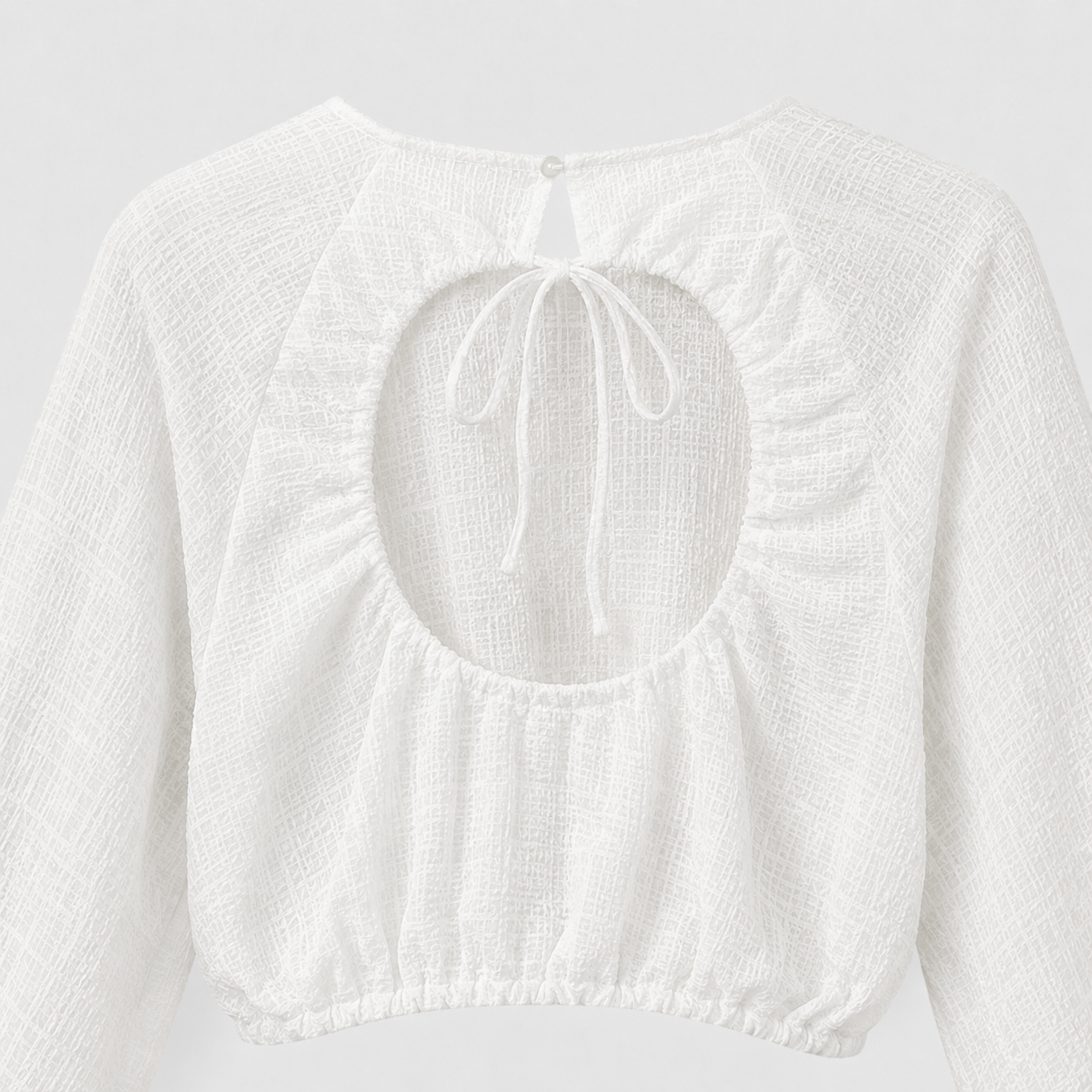 Bluză Bershka albă crop cu spate decupat