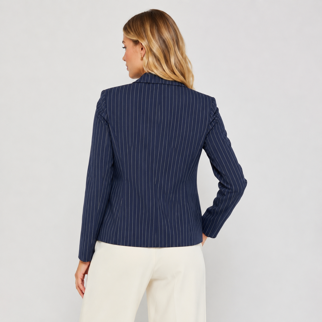 Sacou VILA bleumarin double breasted cu dungi fine