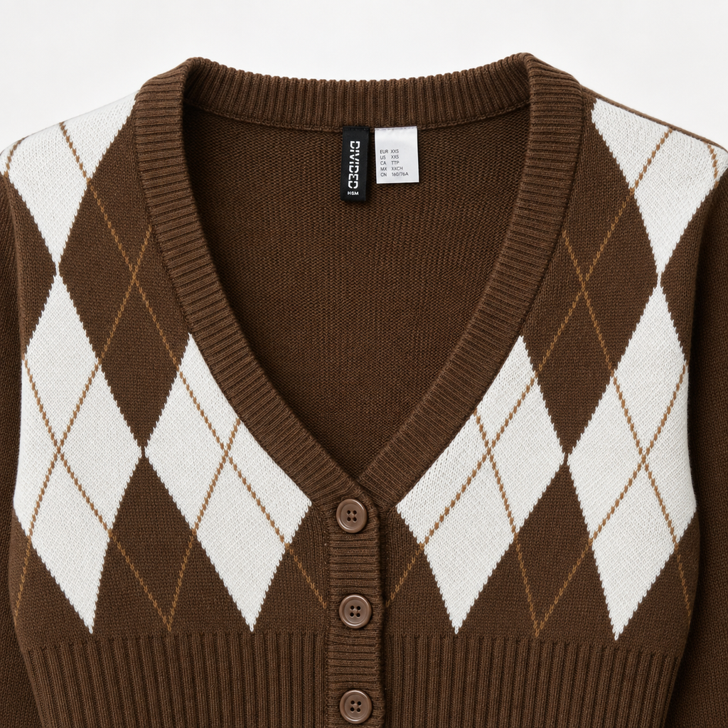 Cardigan H&M Divided cropped cu model argyle