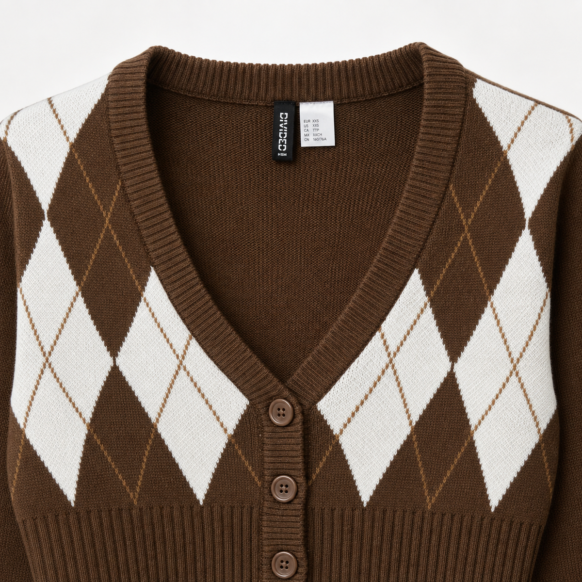 Cardigan H&M Divided cropped cu model argyle