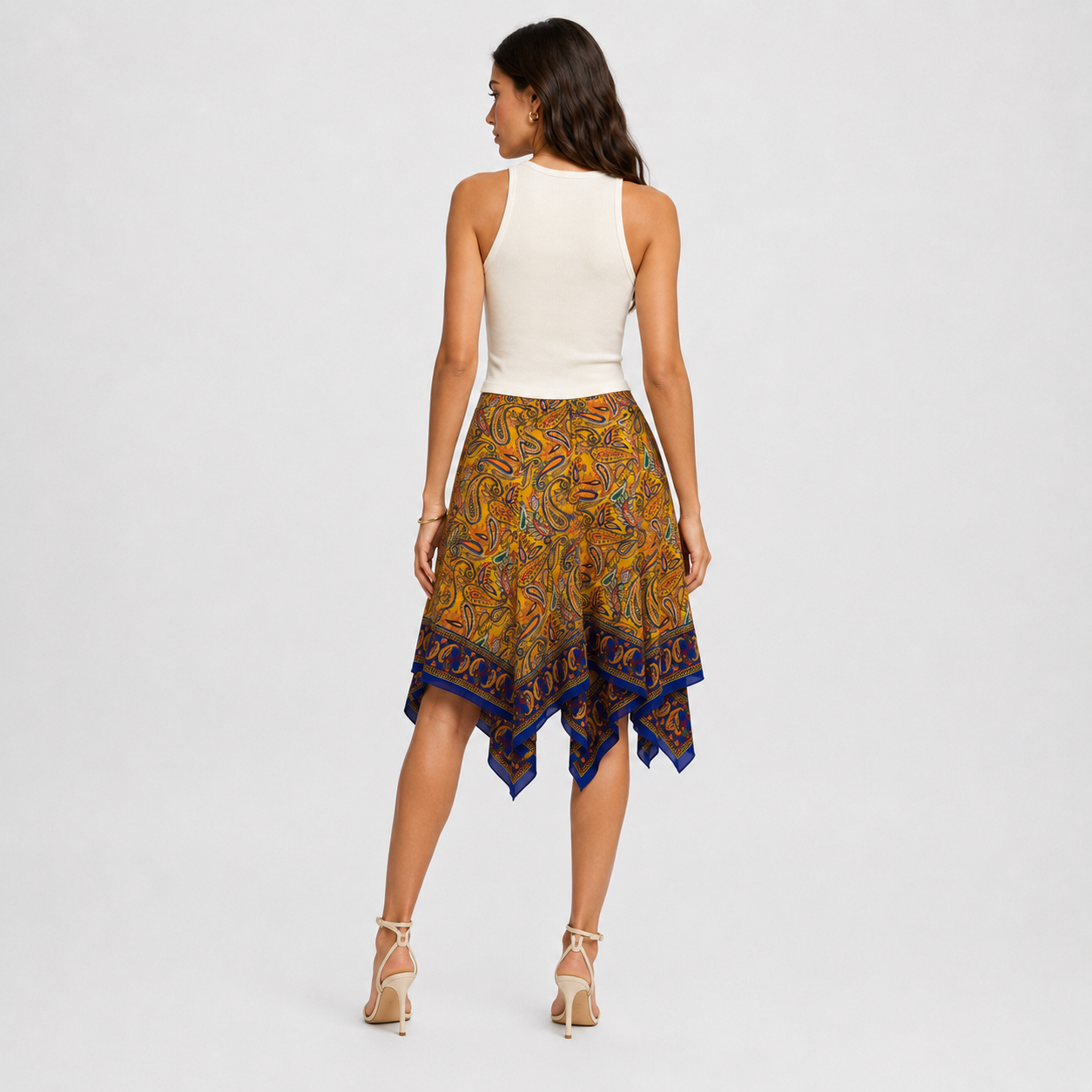 Fustă Lauren Ralph Lauren din mătase cu imprimeu paisley