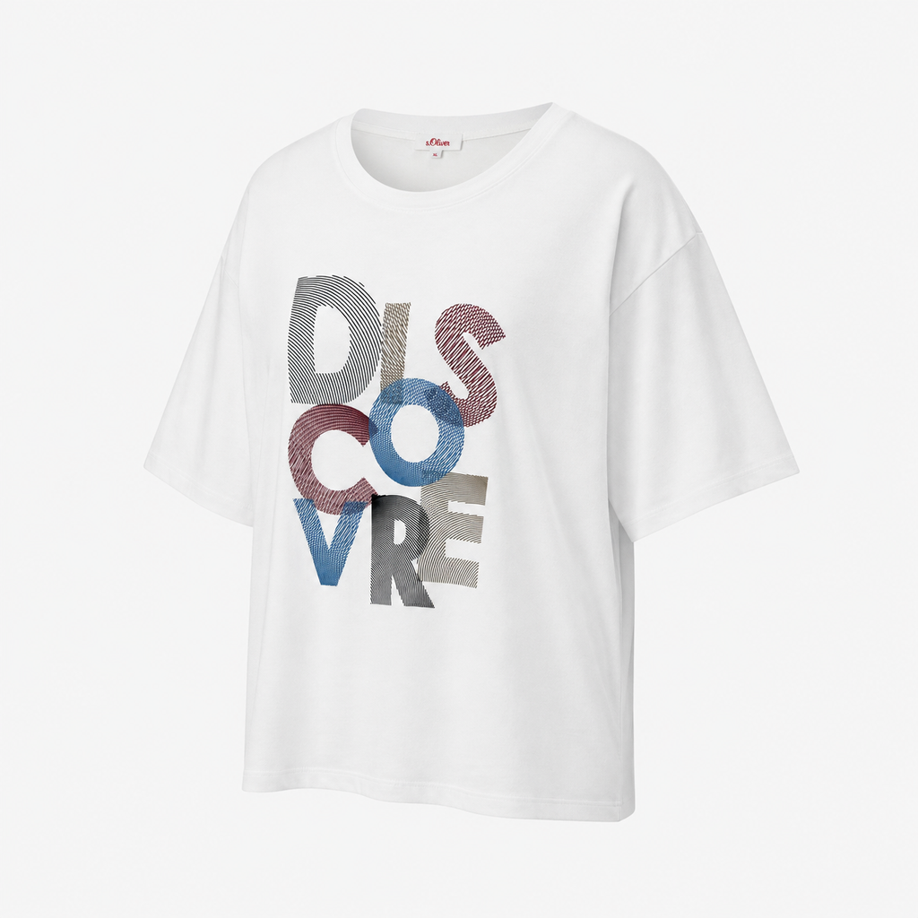 Tricou s.Oliver alb cu imprimeu grafic Discover