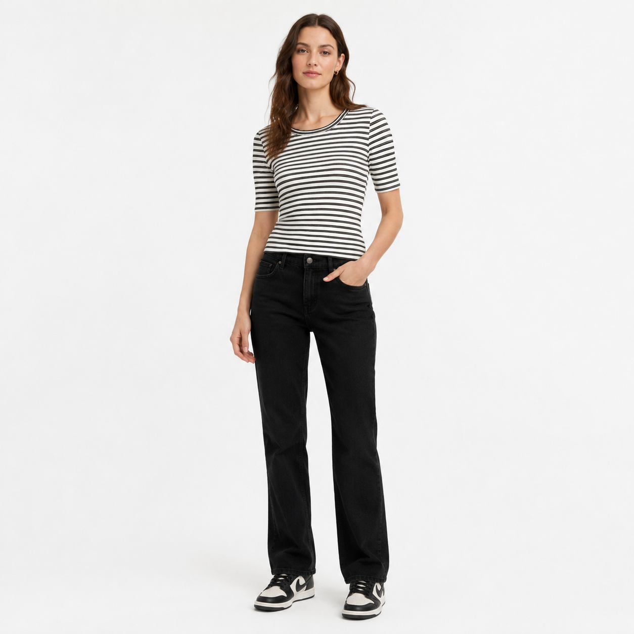 Tricou Taifun alb cu dungi negre