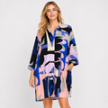 Rochie tip cămașă Monki oversized cu imprimeu abstract