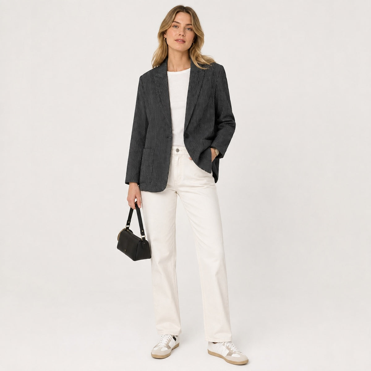 Sacou H&M negru cu dungi verticale