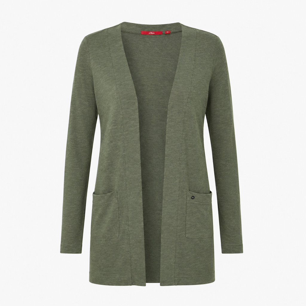 Cardigan lung s.Oliver Open Front din mix de bumbac și vâscoză