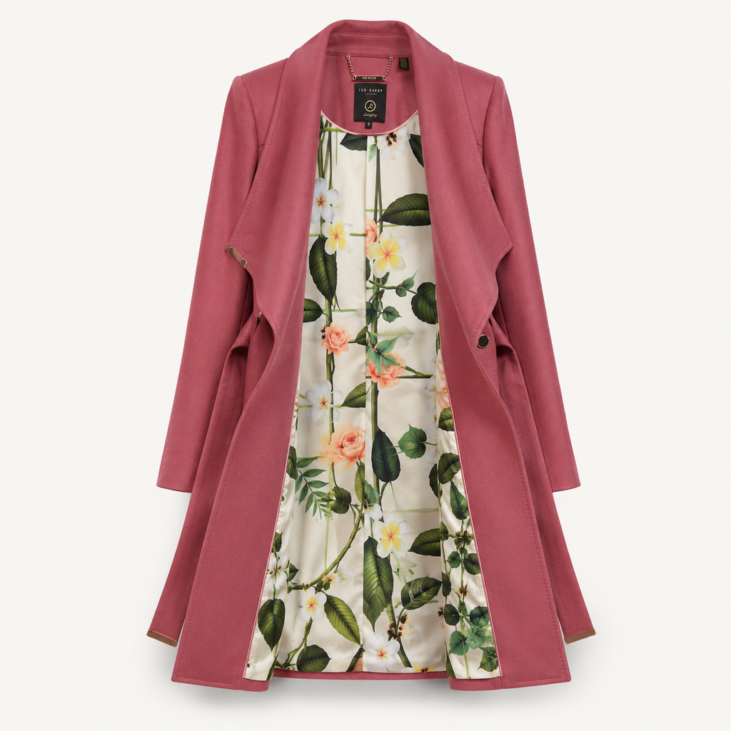 Palton Ted Baker Langley roz cu cordon