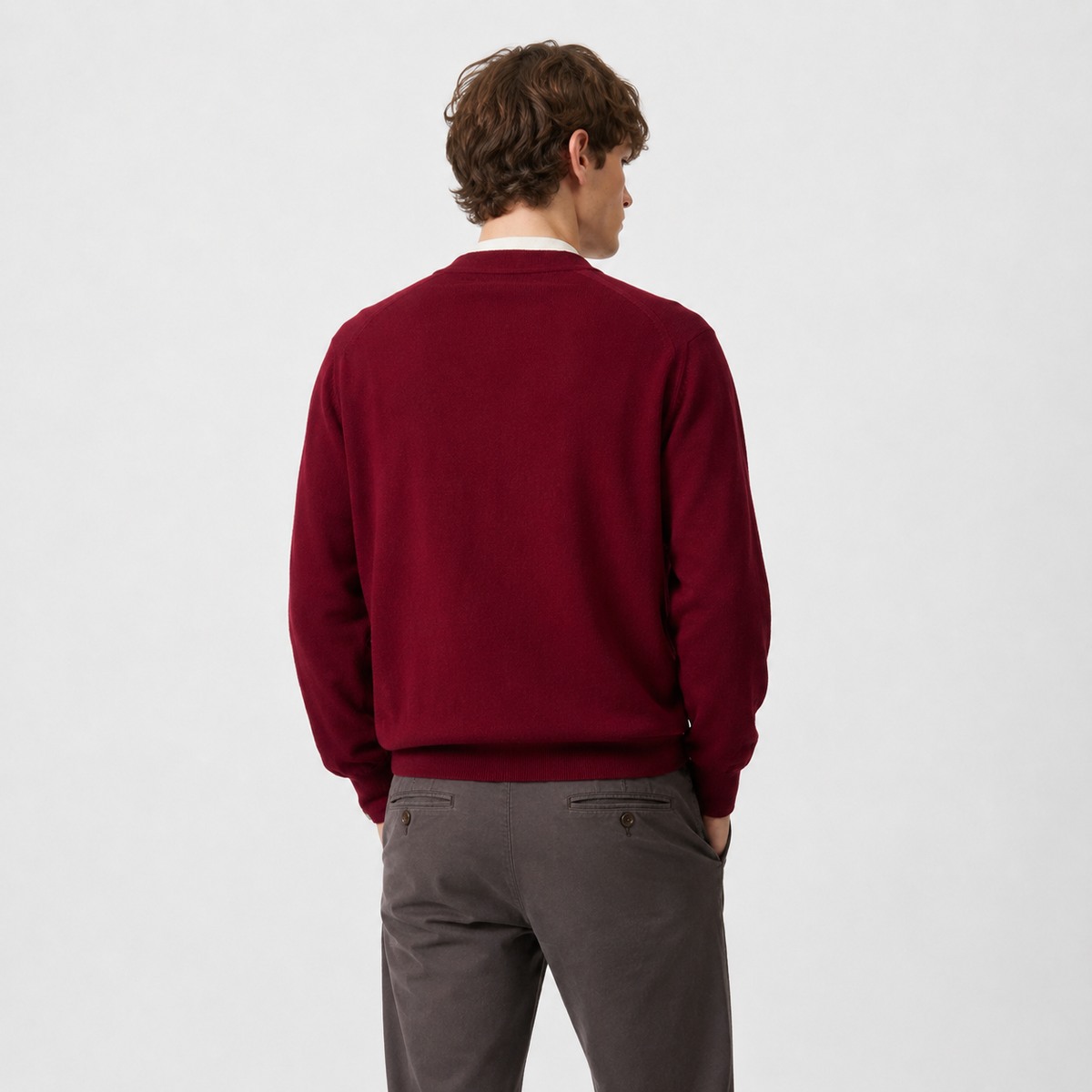 Cardigan John Smedley bordo din lână virgină