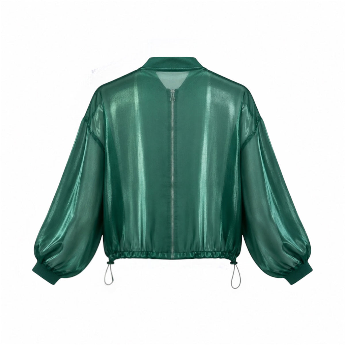 Jachetă bomber Zara verde transparentă cu luciu satinat