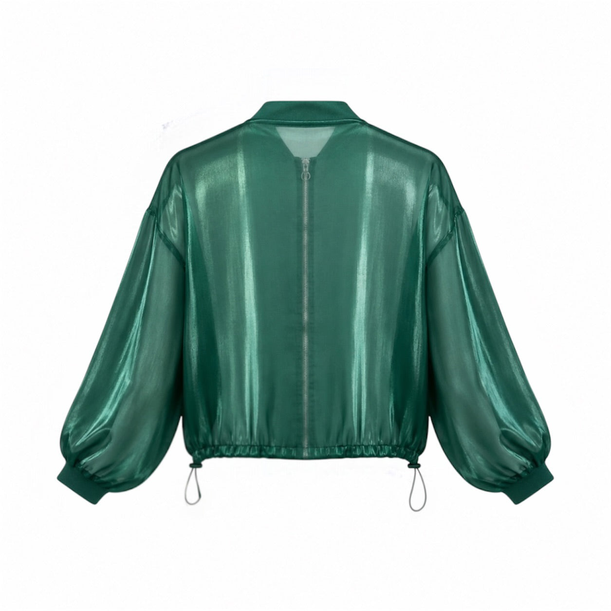 Jachetă bomber Zara verde transparentă cu luciu satinat