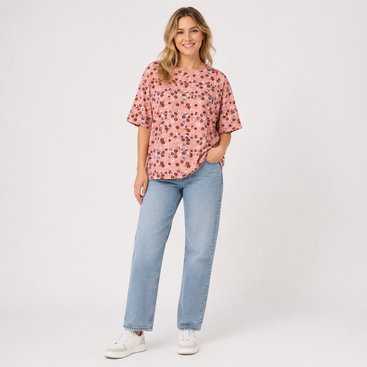 Tricou Taifun roz cu imprimeu floral