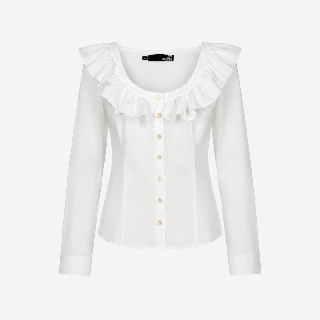 Cămașă Love Moschino albă cu volane