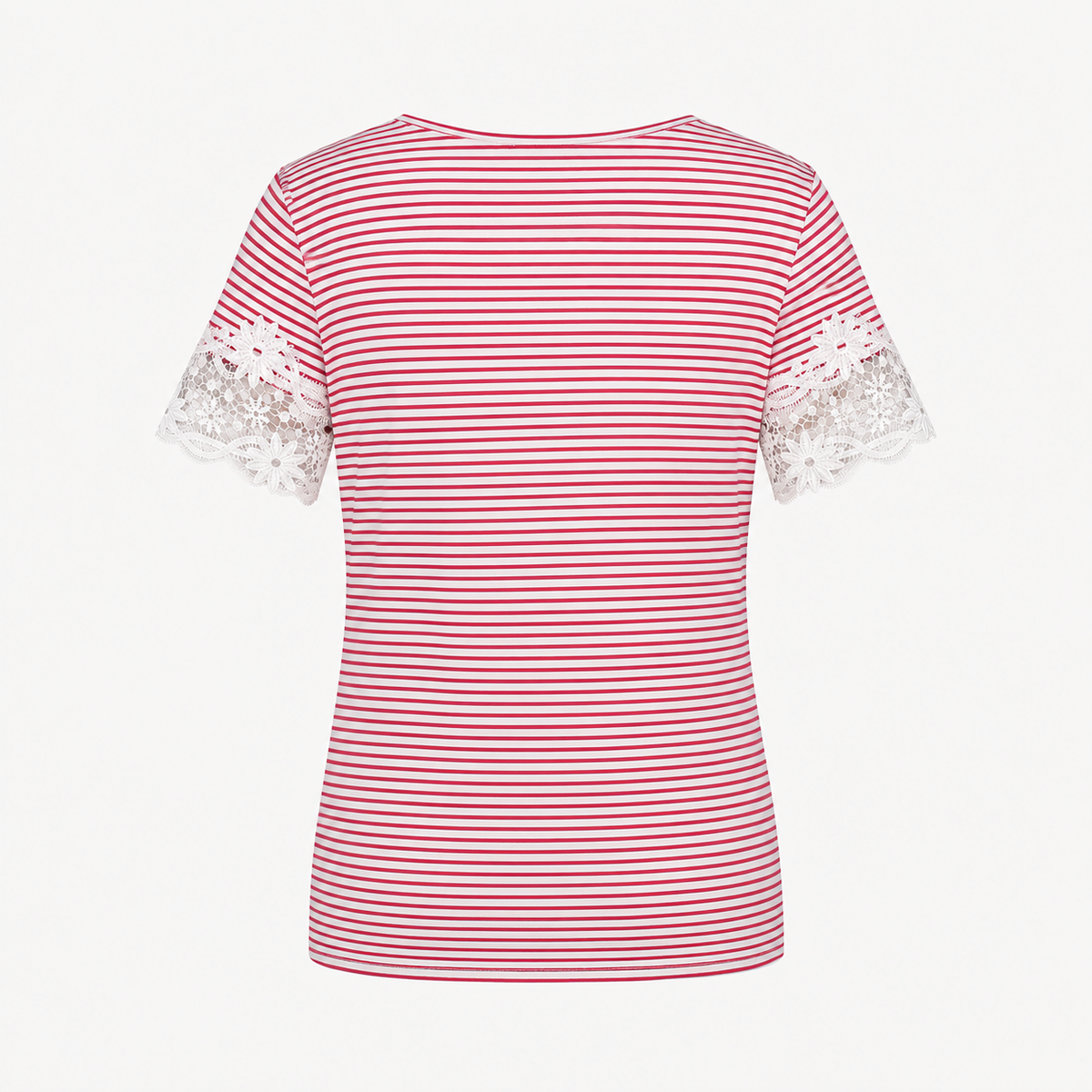 Tricou Taifun Garden Blooms cu dungi roșii și dantelă albă