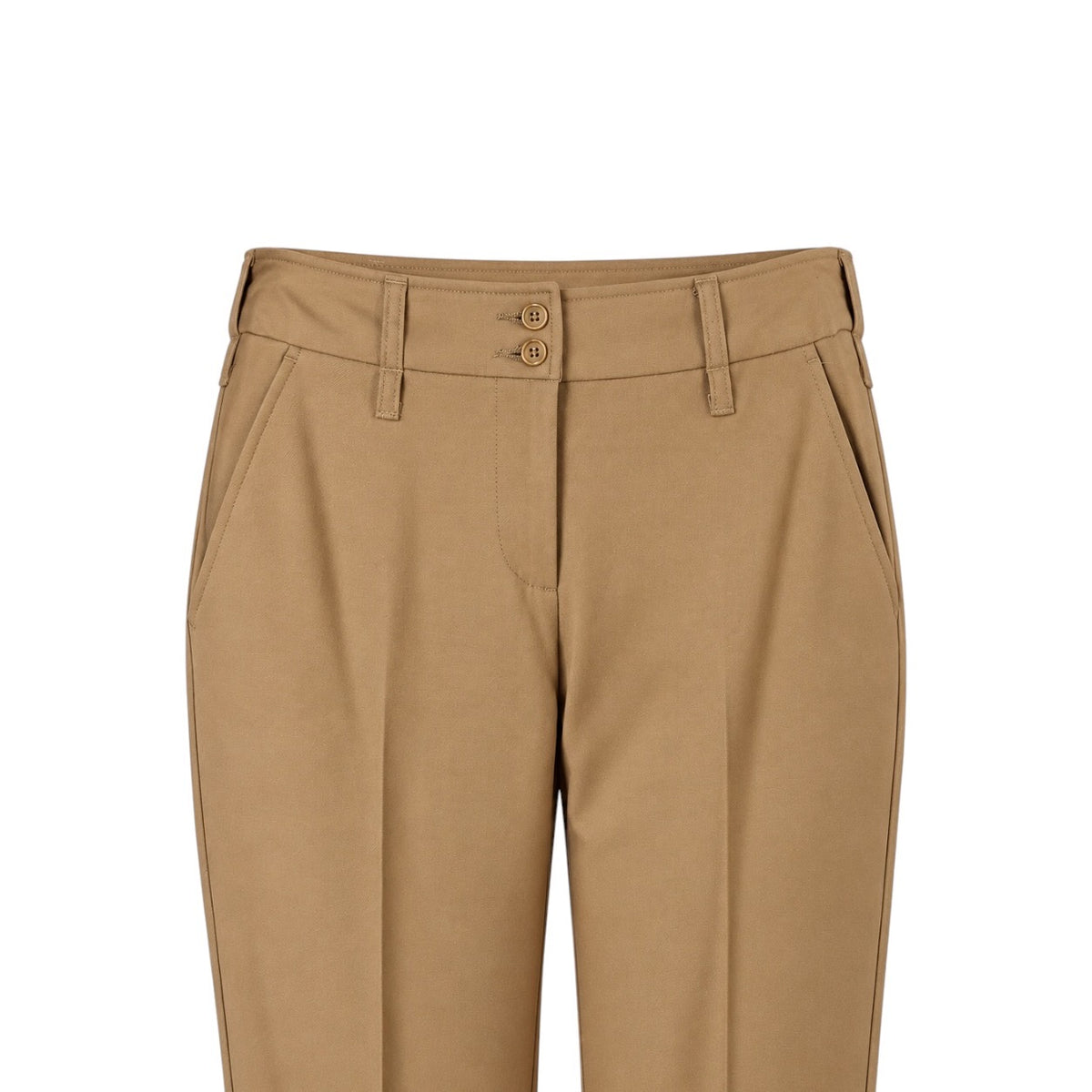 Pantaloni United Colors of Benetton bej cu croială dreaptă și dungă presată