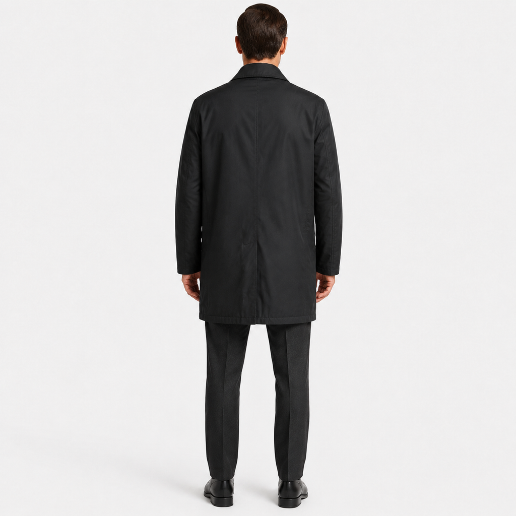 Pardesiu Pierre Cardin negru cu căptușeală în carouri