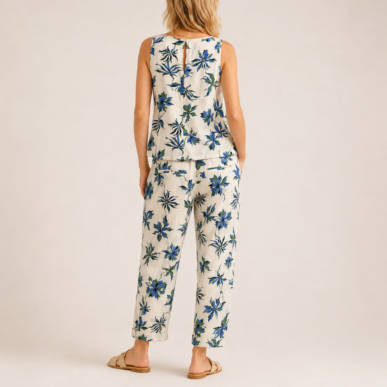Set United Colors of Benetton Pure Linen cu imprimeu floral