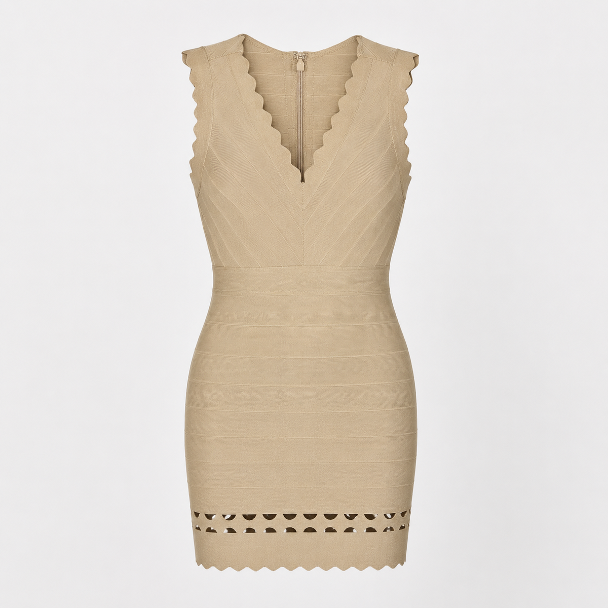 Rochie Mangano bej bodycon fără mâneci