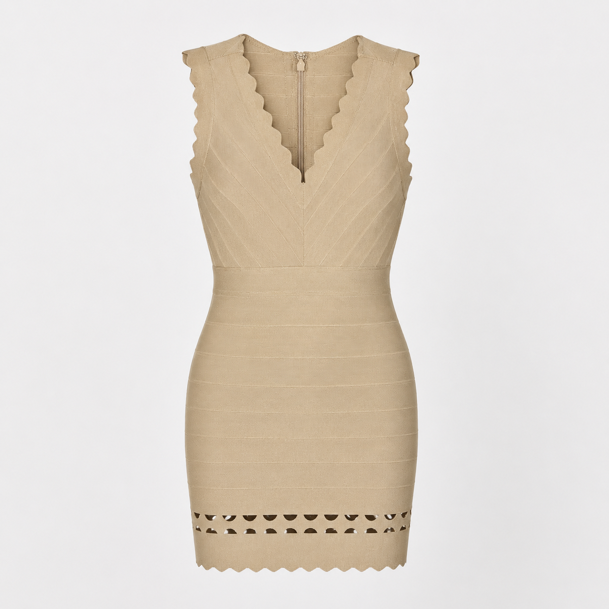 Rochie Mangano bej bodycon fără mâneci