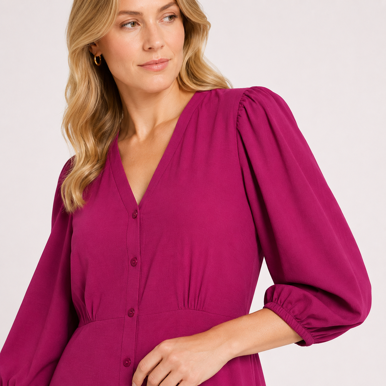 Rochie LolaLiza mov fuchsia cu nasturi