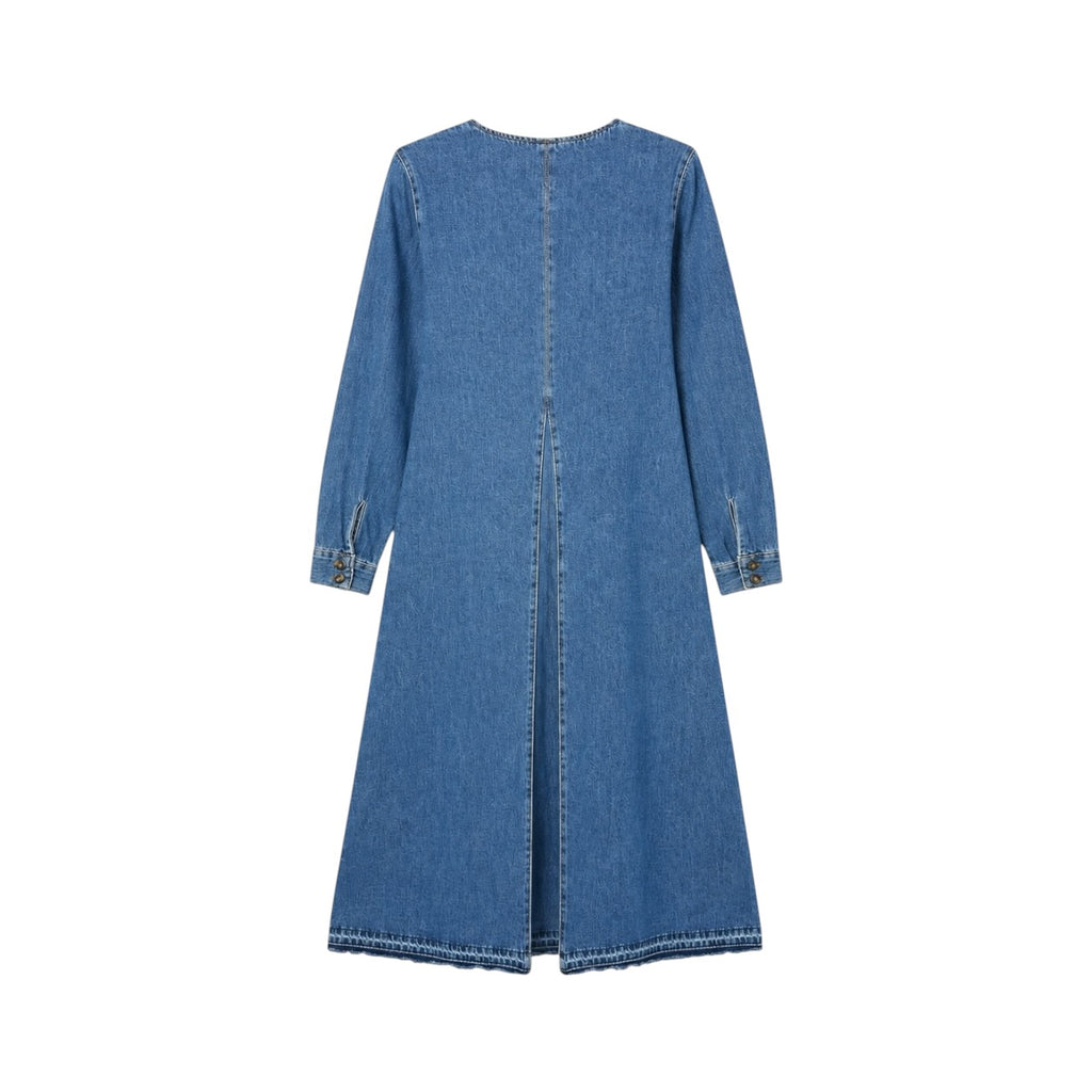 Rochie lungă Zara din denim cu decolteu în V