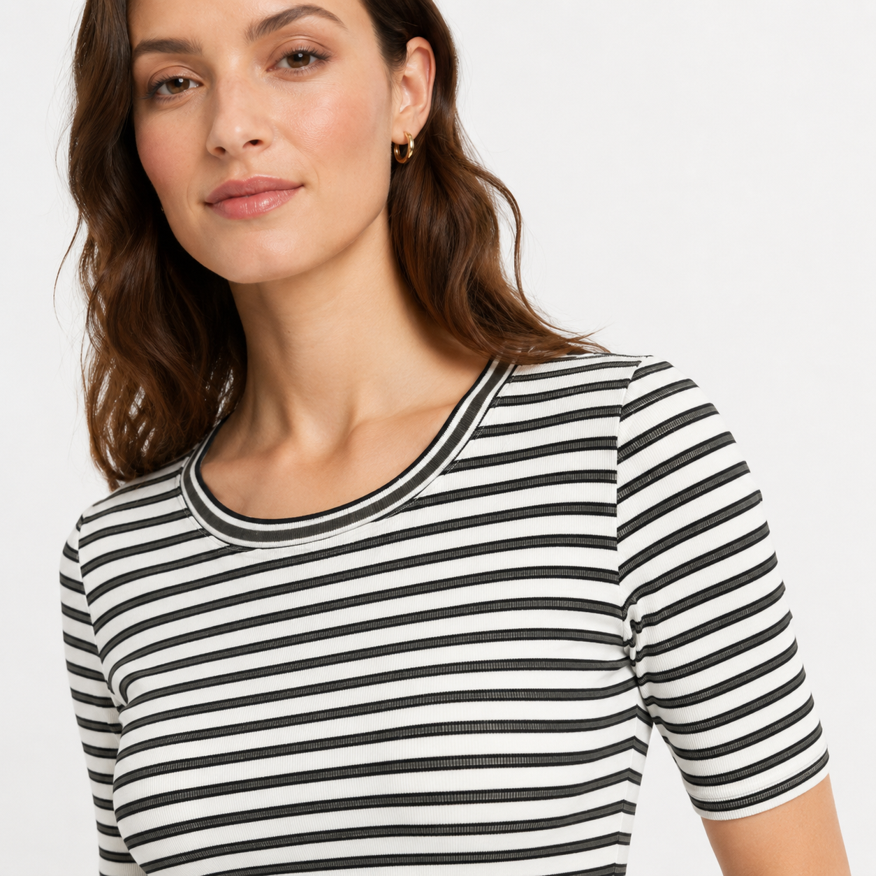 Tricou Taifun alb cu dungi negre