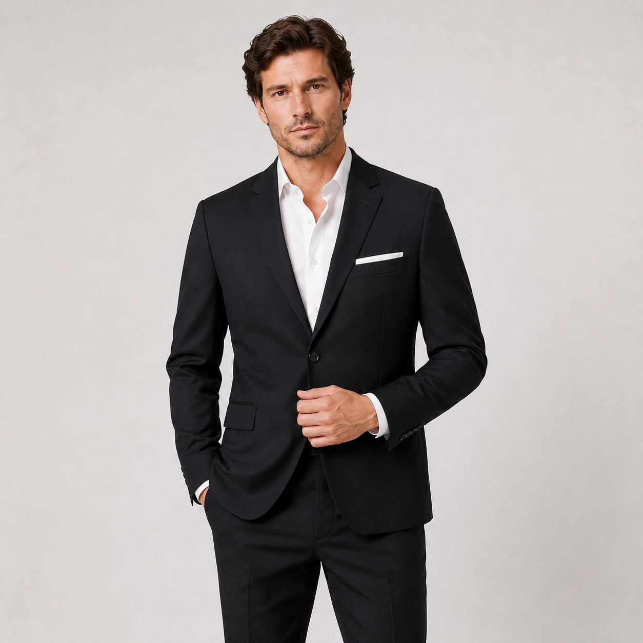 Sacou H&M Slim Fit negru cu lână