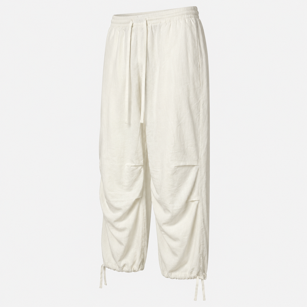 Pantaloni Yourturn parachute albi