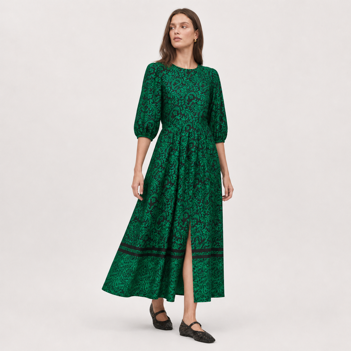 Rochie Friends Like These verde cu imprimeu floral