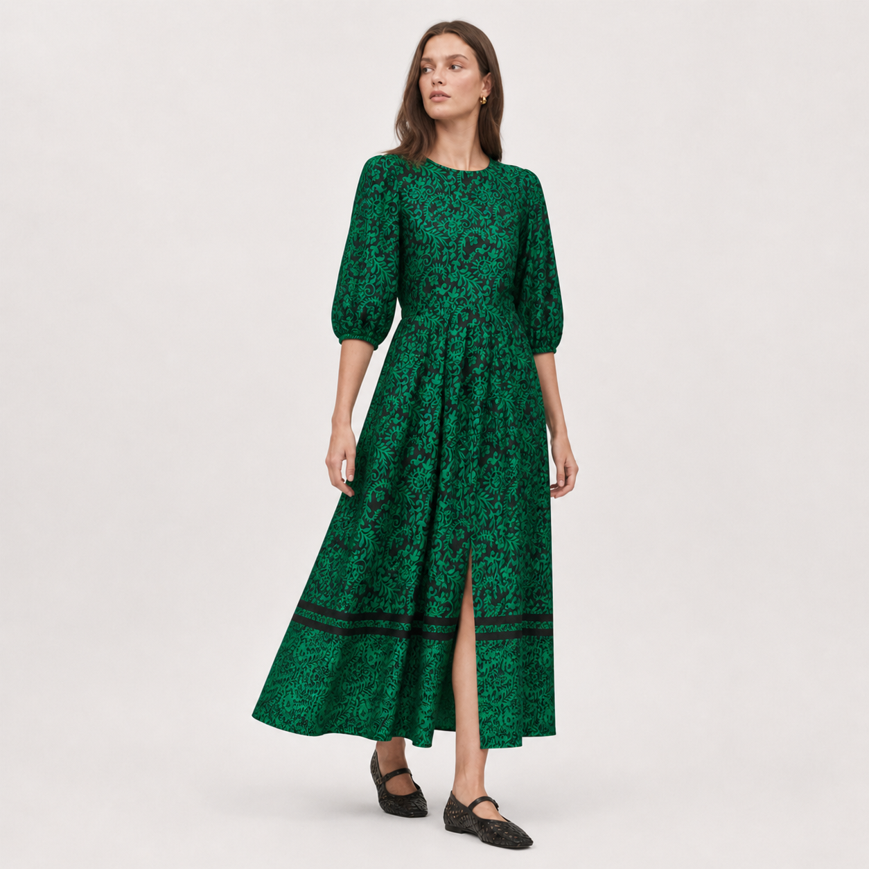 Rochie Friends Like These verde cu imprimeu floral