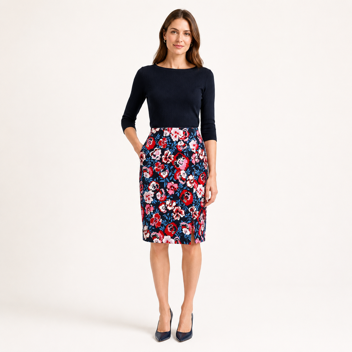 Fustă Gerry Weber florală cu șliț frontal