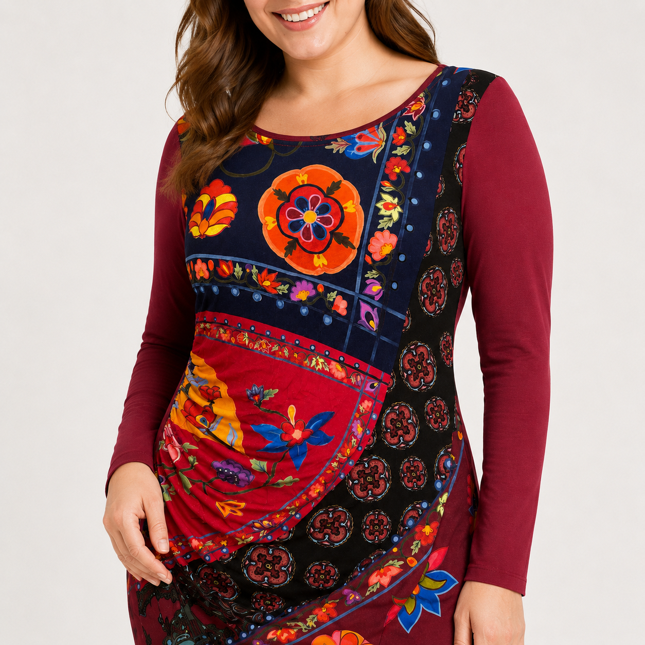 Rochie Desigual vișinie cu imprimeu floral