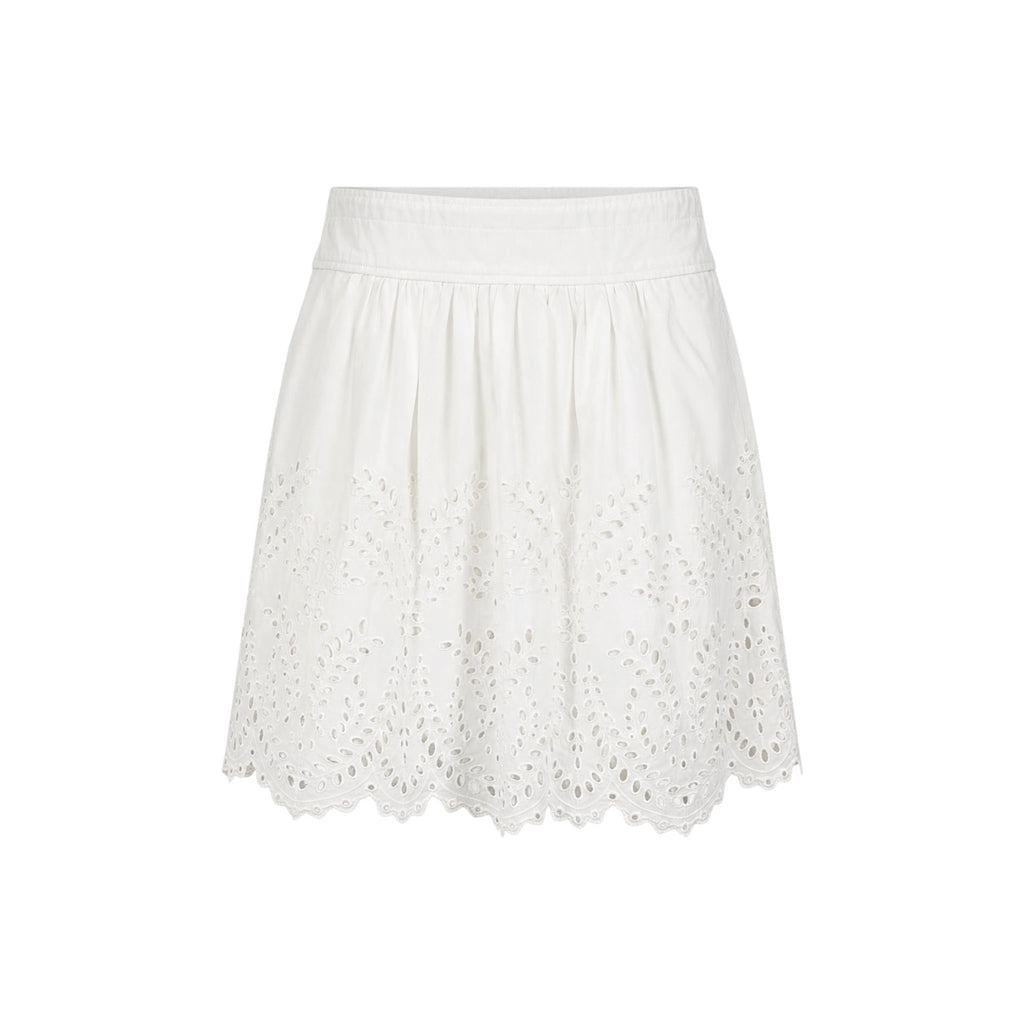 Fustă Isabel Marant Étoile albă cu broderie perforată