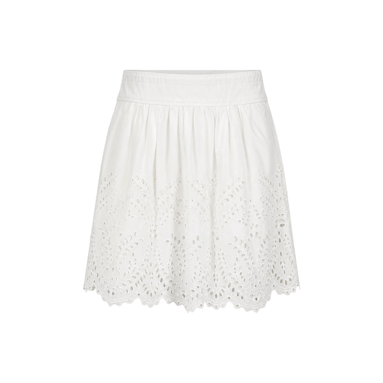 Fustă Isabel Marant Étoile albă cu broderie perforată