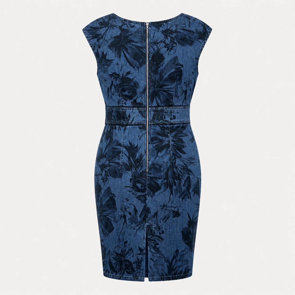 Rochie Kensol denim cu imprimeu floral