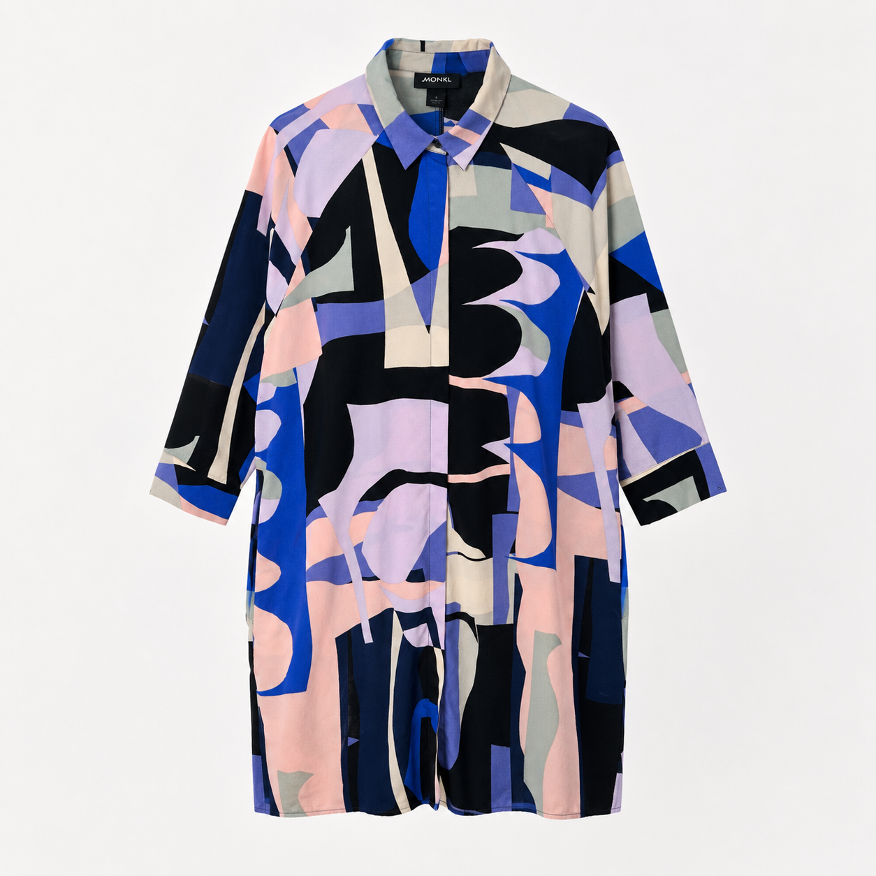 Rochie tip cămașă Monki oversized cu imprimeu abstract